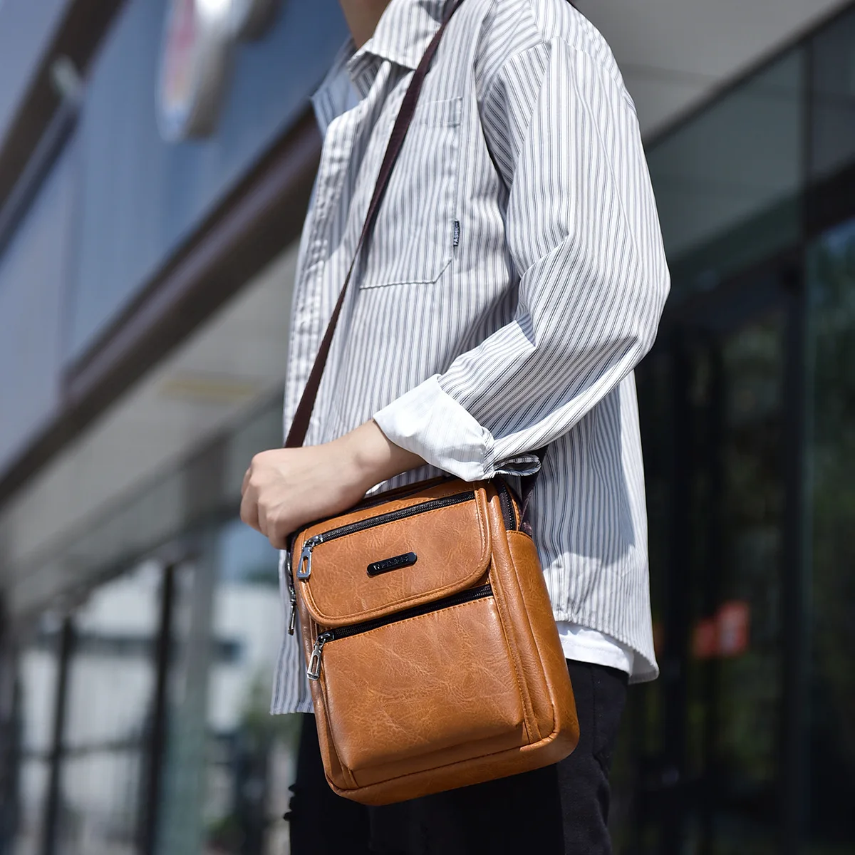 WEIXIER Brand Men Shoulder Bag PU Leather Handbag Large Capacity Crossbody Bags Business Zipper Multifunctional Messenger Bag 가방