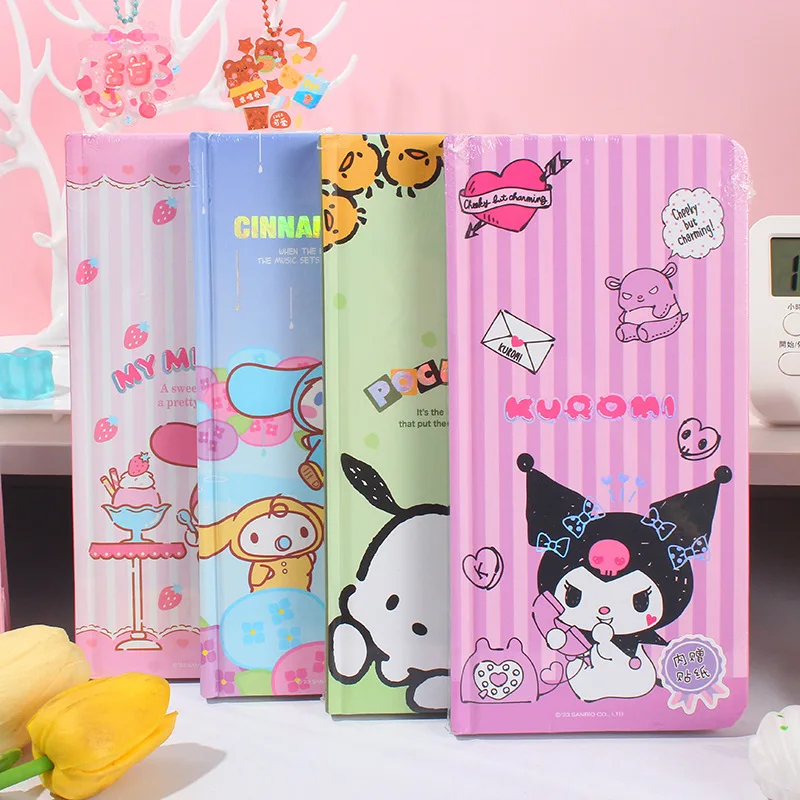 4pcs/lot Sanrio Pochacco Kuromi Notebook Cute Melody Word Notepad Diary Planner Stationery Memo Gift School Supplies