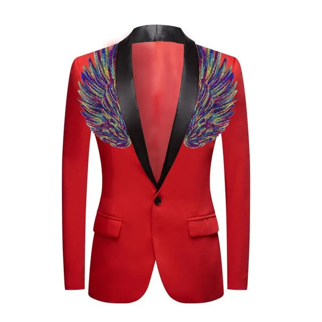 Männer Anzug Sänger Bunte Pailletten Flügel Blazer Bühne Tragen Leistung Plus Größe Outwear