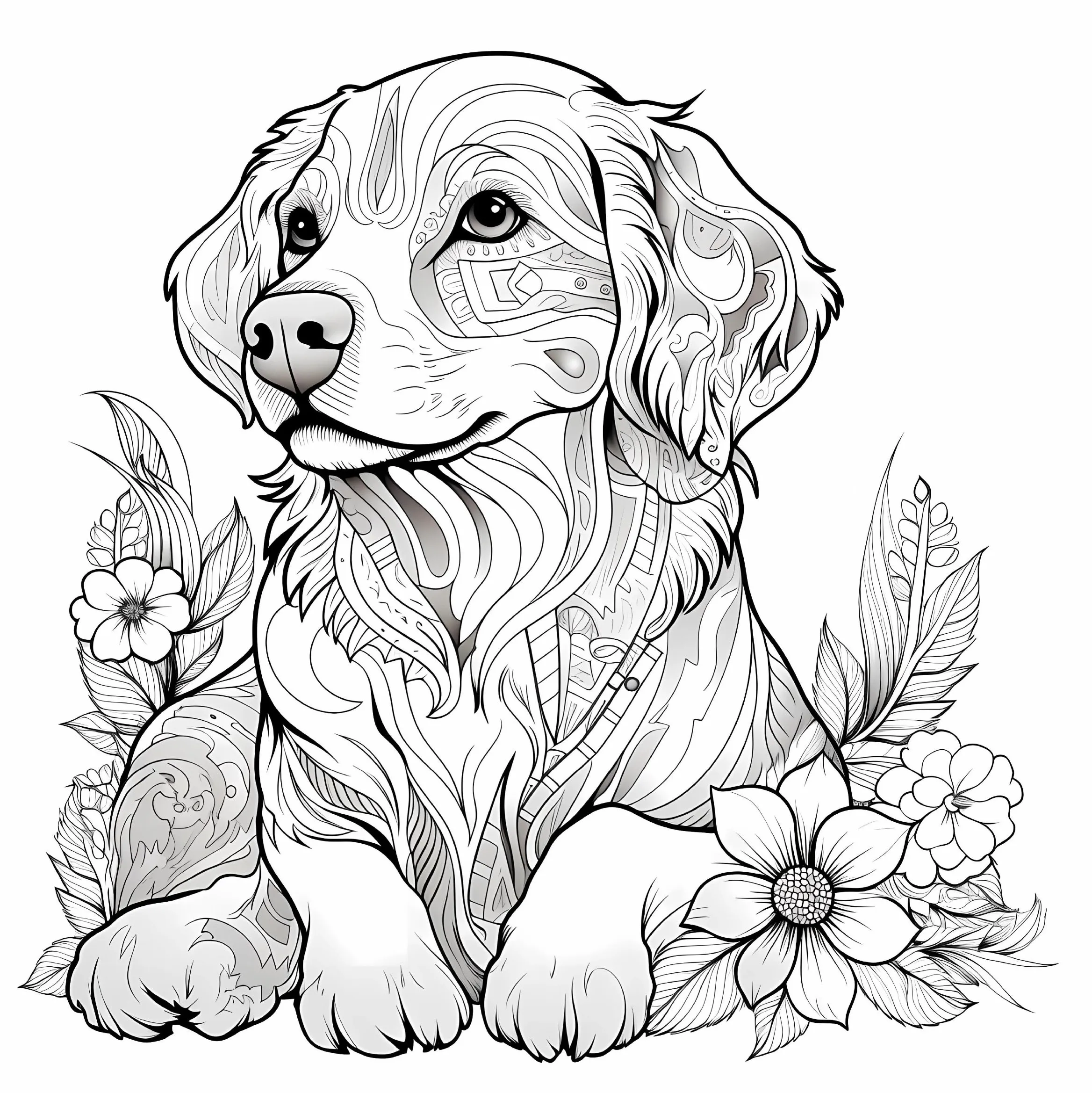 Mandala Dog Art Coloring Book 20 Page For Birthday Party Relieve Stress Kill Time Graffiti Painting Drawing Adult Picture Books