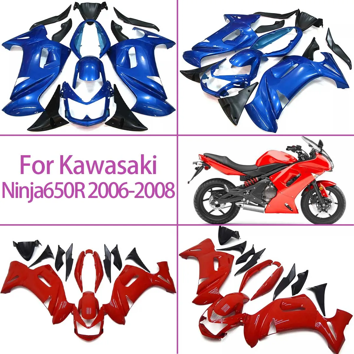 

2006 2007 2008 Ninja650R Высококачественный комплект обтекателя для 06 07 08 Kawasaki Ninja 650R, полный инъекционный чехол для кузова мотоцикла