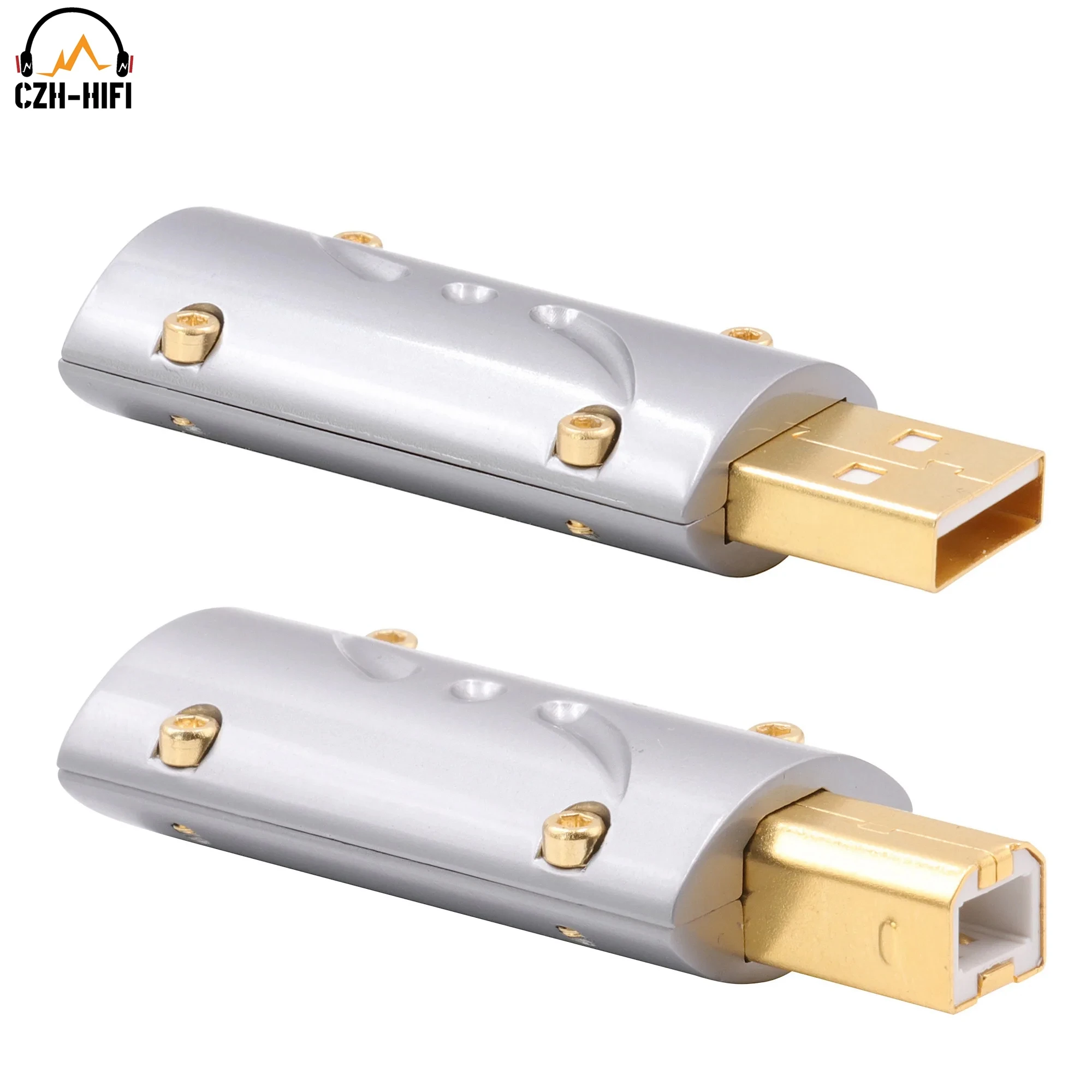 1pc Viborg UA201 UB201 HI-END 24K Gold Plated USB2.0 Plug USB A USB B Connector DIY HiFi USB Cable Gold Plated Bronze USB