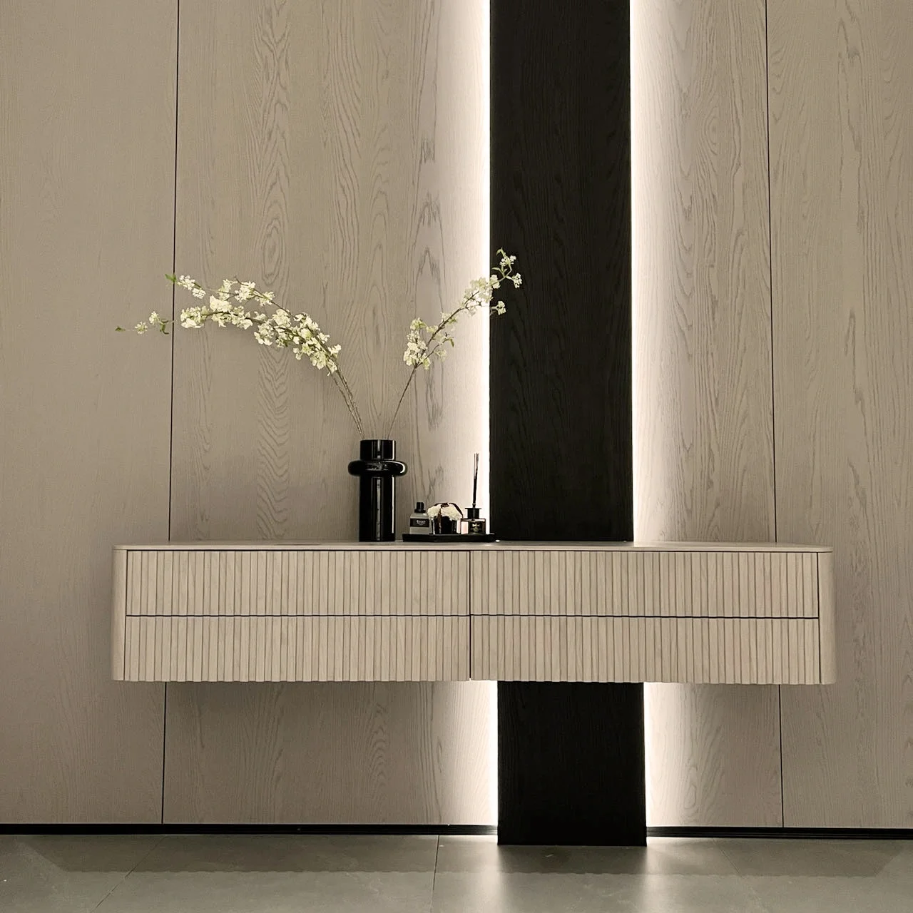 Deluxe Wall Mounted Veneer Wooden Bathroom Vanity Unit Home Furniture
