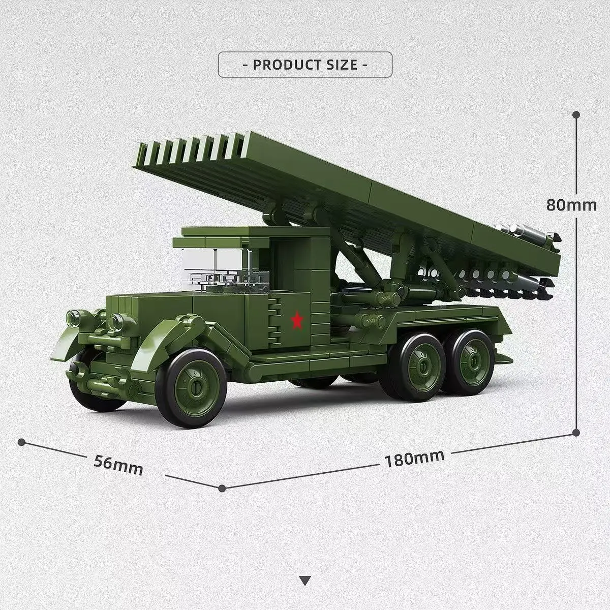 300008 Building Blocks Set, ZIS-6 BM-13 Katyusha Rocket Launcher Model, 324Pcs 1:35 Scale DIY Assembly Bricks, Collectible Toy