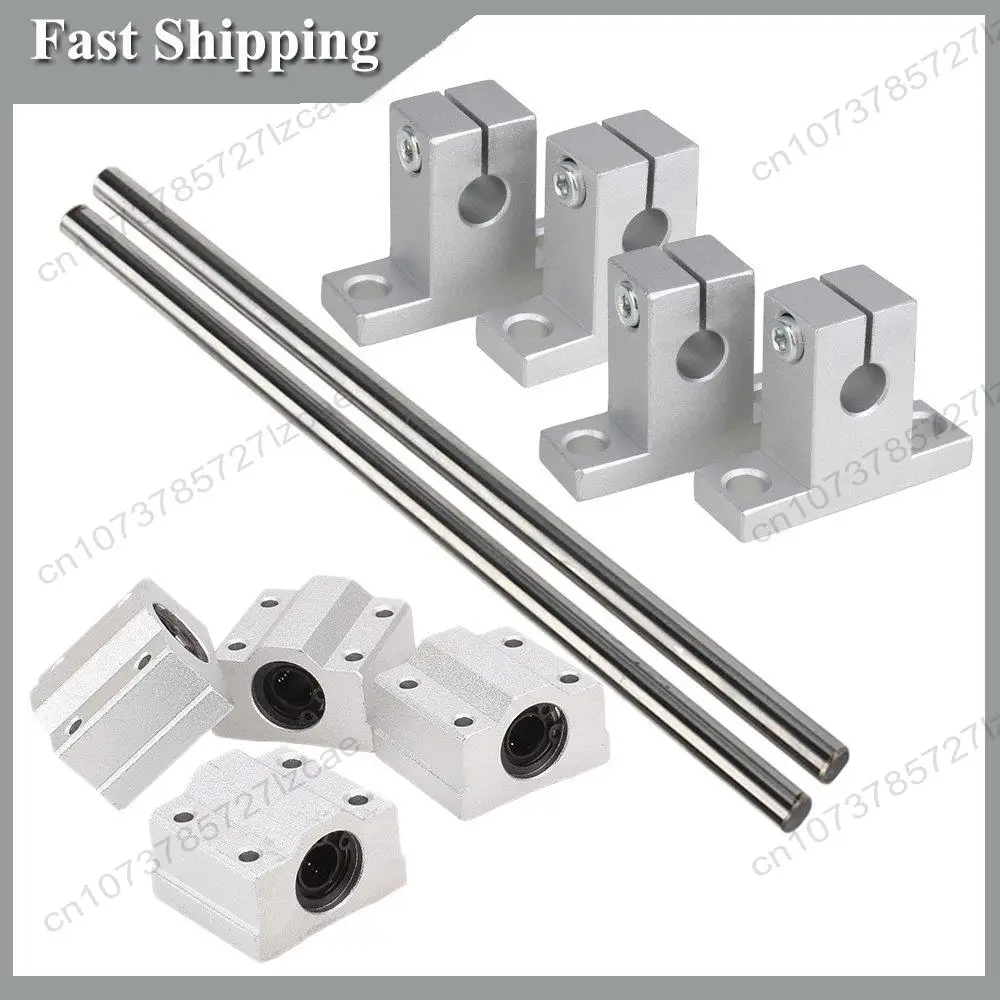 -A99Z Horizontal 8Mm Dia Linear Motion Ball Bearing Slide Bushing 200Mm Linear Shaft Optical Axis With Rod Rail Support Set