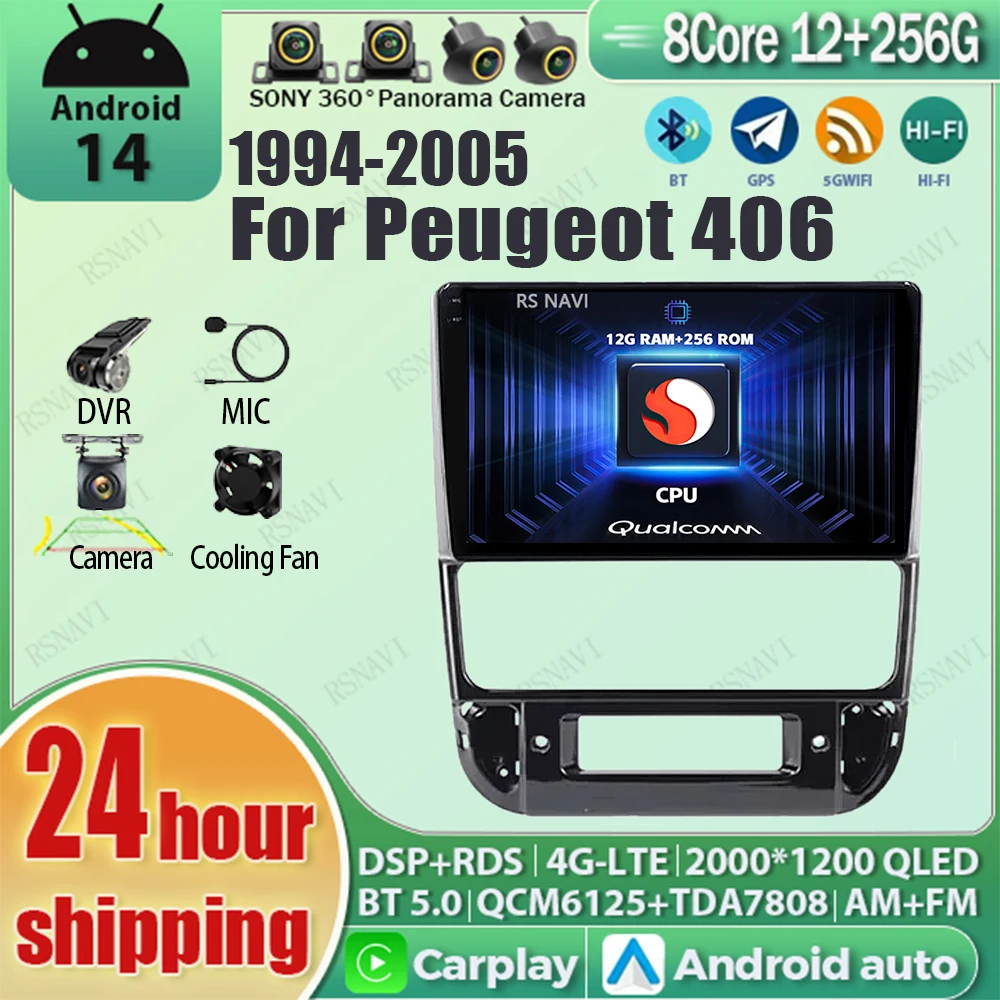 

Android 14 Carplay Auto Qualcomm 2K Screen Car Radio Player For Peugeot 406 1994 - 2005 GPS Wifi 4G Video navigation Mulitimedia