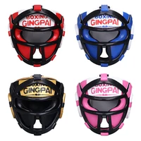 Casco de boxeo de cuero PU para niños, protector de cabeza de competición profesional, MMA, Muay Thai, Kickboxing