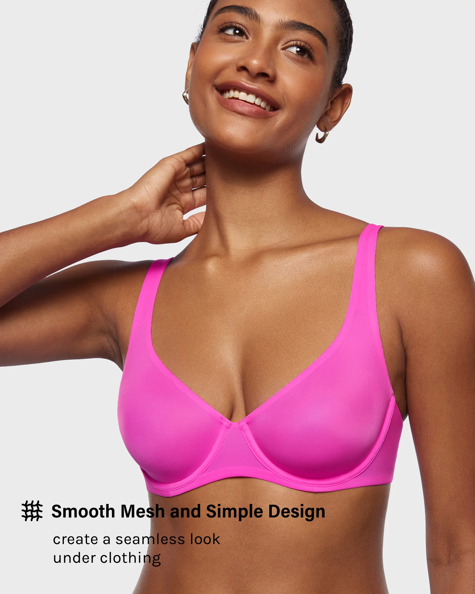 Women's Mesh Balconette Bra Seamless Demi Supportive Comfortable Underwire Unlined Sheer Smoothing Bras