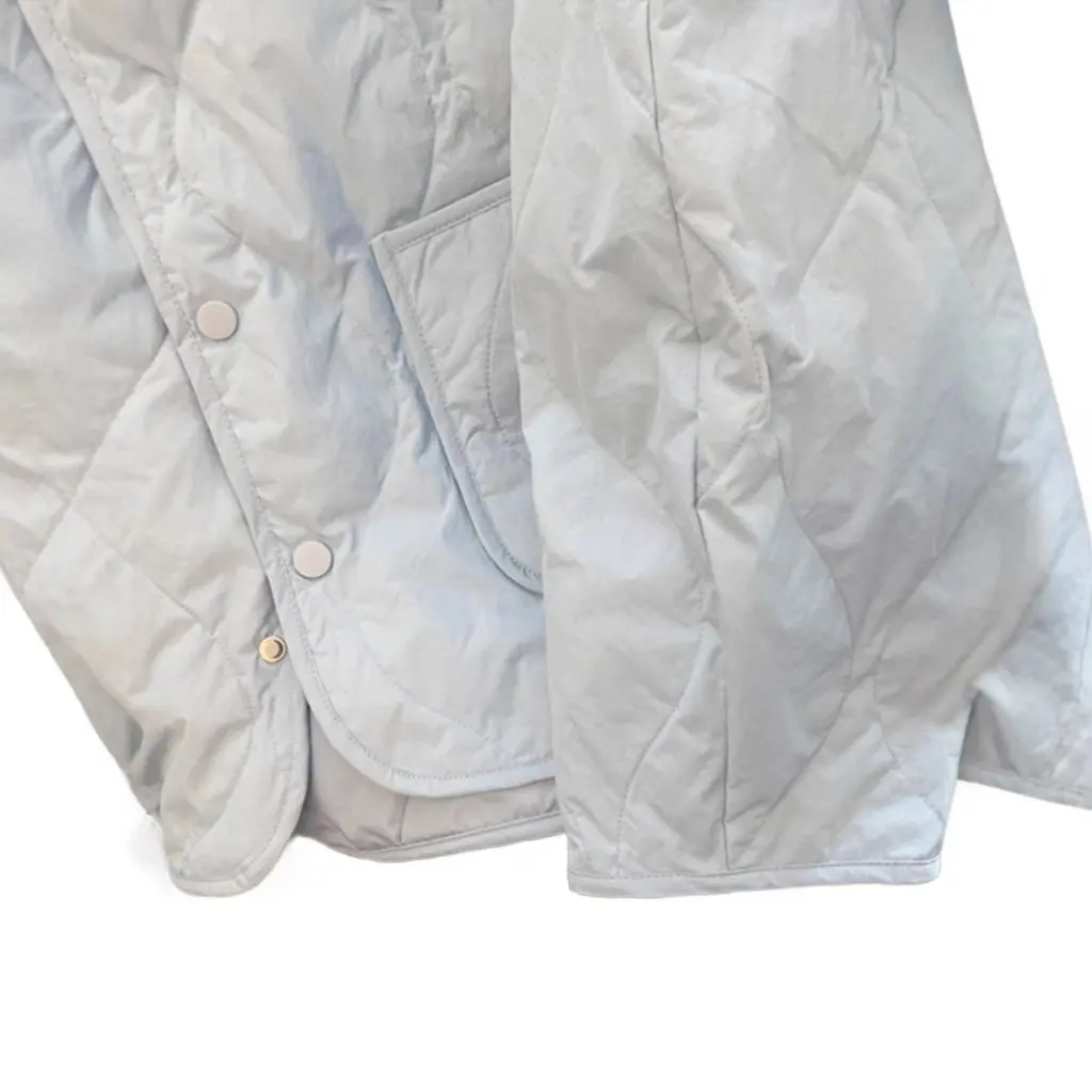 Milk Blue Women's Quilted Short down Jacket Long-Sleeved Single-Breasted Lightweight Winter Outerwear plus Size