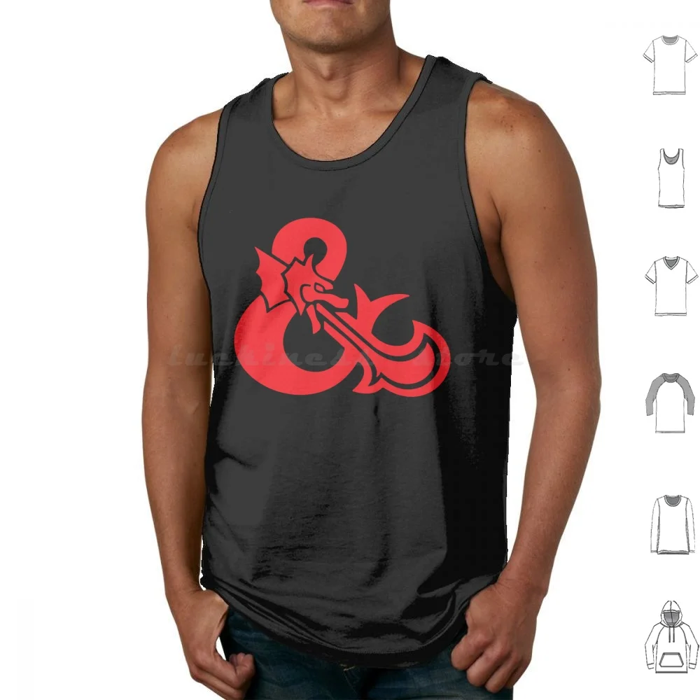 Dnd Logo-Red-Old School And Tank Tops Vest Sleeveless Vintage Dragonlance Game 80s Ravenloft And Dnd D D 1980s Retro