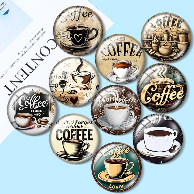 Vintage Coffee  12/18/20/25mm glass cabochon  bracelet pendant rings for jewelry demo earrings back Making findings