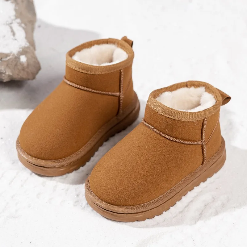 

Новые детские зимние сапоги, противоскользящие и износостойкие теплые короткие сапоги для мальчиков и девочек, зимняя детская обувь 2025 г.