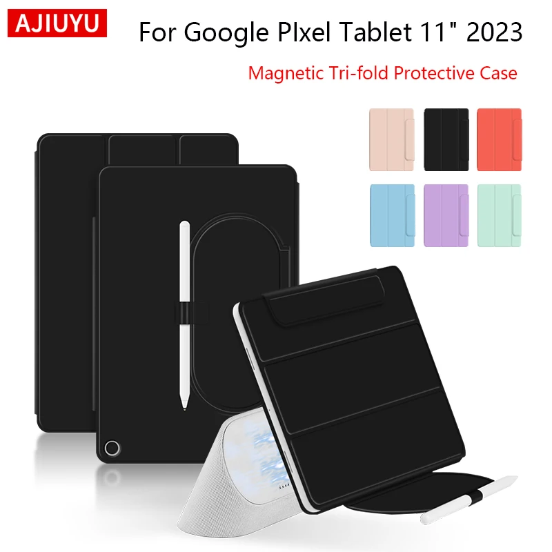 

Смарт-чехол AJIUYU для планшета Google PIxel 2023, чехол 11 дюймов, складной магнитный чехол-книжка из искусственной кожи для планшета Google Pixel, 11-дюймовый чехол