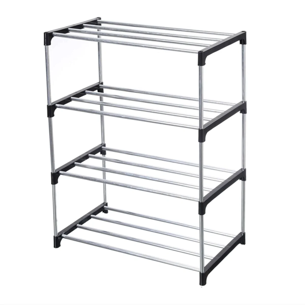 Sapateira pequena empilhável, entrada, corredor e armário, armazenamento e organização que economizam espaço (4 camadas, preta)