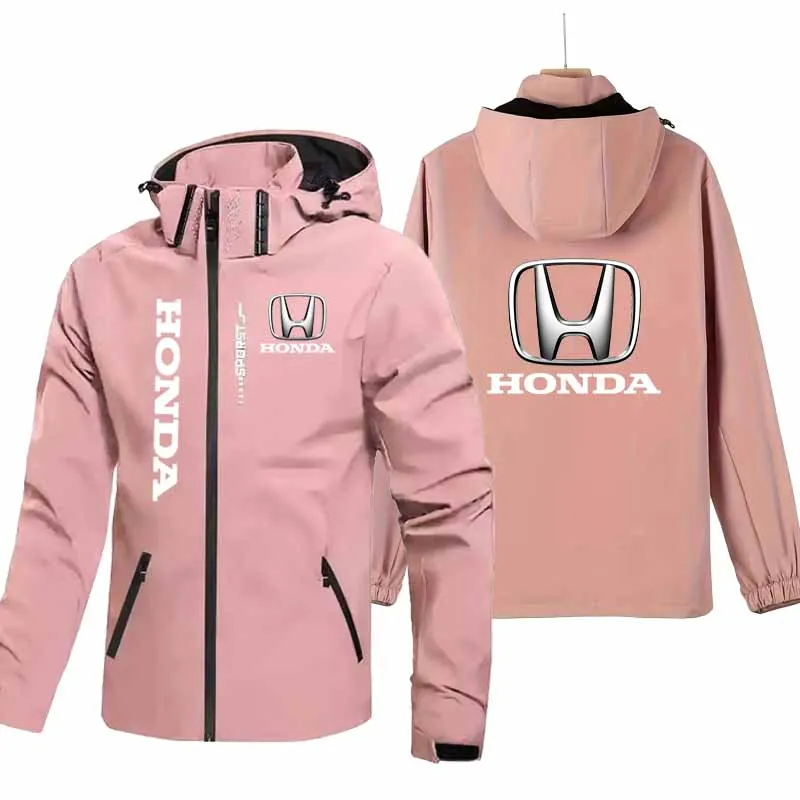 Honda Motorcycle Jacket Men's Hooded Windproof And Waterproof Coat With Detachable Hood And Zipper Shirt, Large Size Riding Suit