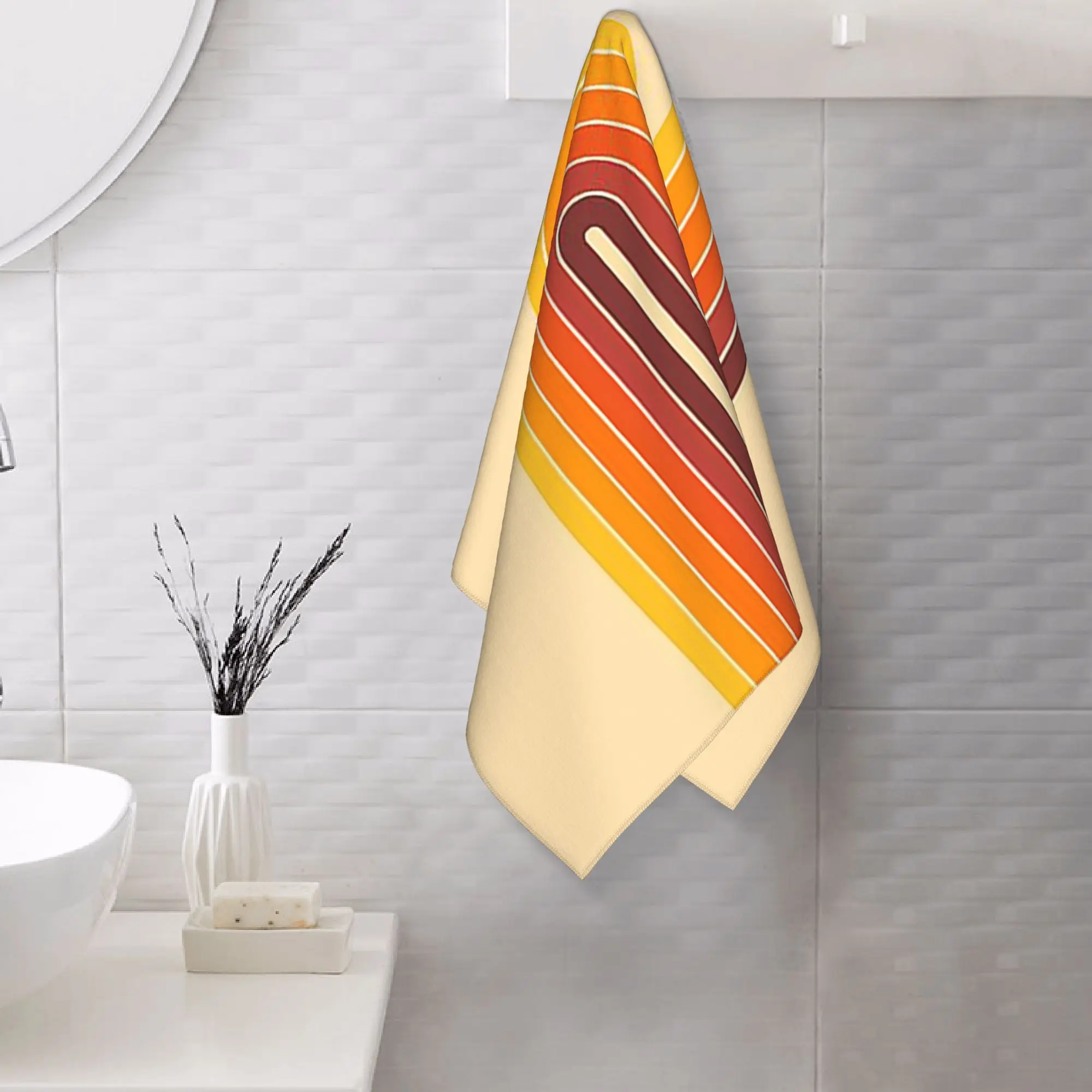 Custom Retro Geometric Double Arch Design 522 Soft Face Towel Quick Dry Pool Bath Cotton Towels Breathable