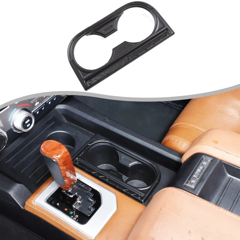 ABS Center Console Cup Holder Trim Frame Cover Sticker for 2014-2021 Toyota Tundra (Mecha Edition) Car Interior Accessories