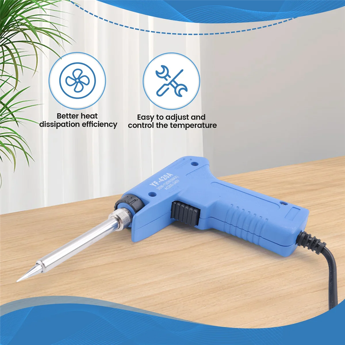 ABLJ220V 30W-130W profesional inoxidable doble potencia calentamiento rápido soldadura ajustable soldador eléctrico herramienta enchufe estadounidense