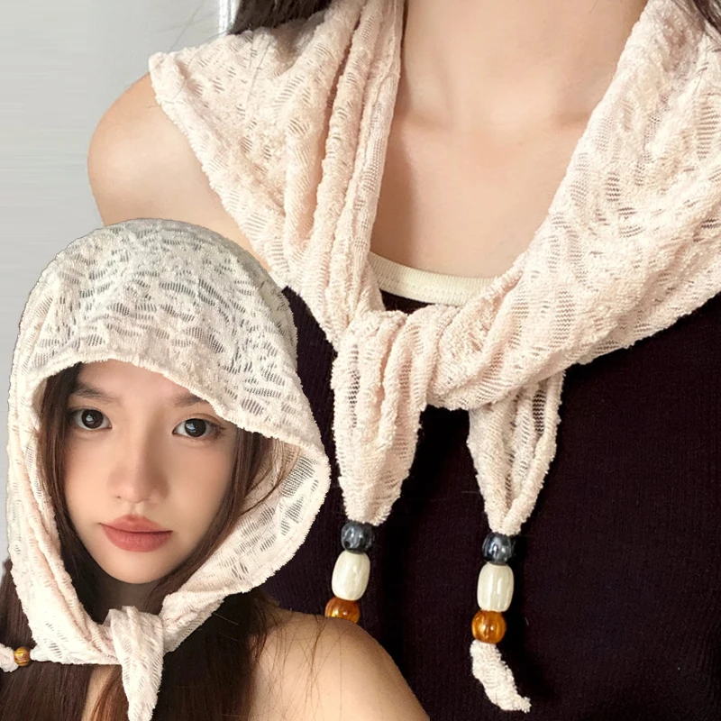 

Корейский модный платок Y2K Spicy Girl, треугольный вязаный головной убор, женский шарф для волос в стиле ретро, универсальный галстук для путешествий, аксессуары