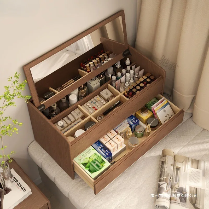 

For Solid wood bay window dresser bedroom mini makeup table new dressing table storage bay window small