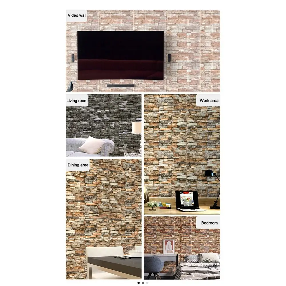 DIY Waterproof Foam Brick Wallpaper Moisture-proof and Moldy Resistant Anti-collision 3D Wall Stickers DIY Foam Soundproof