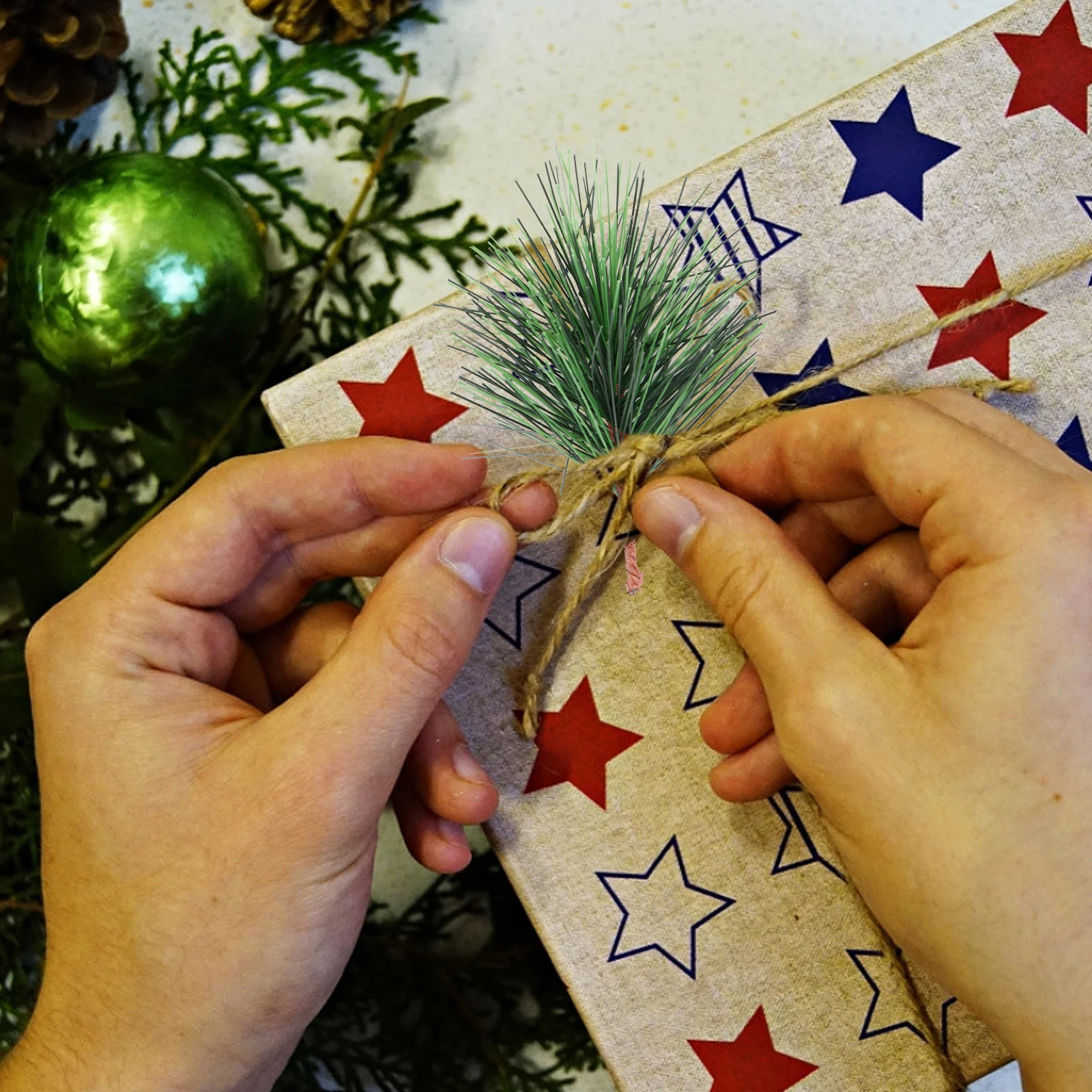

Large Christmas Tree Decoration Artificial Filler Branches Wooden Pine Office Decorate