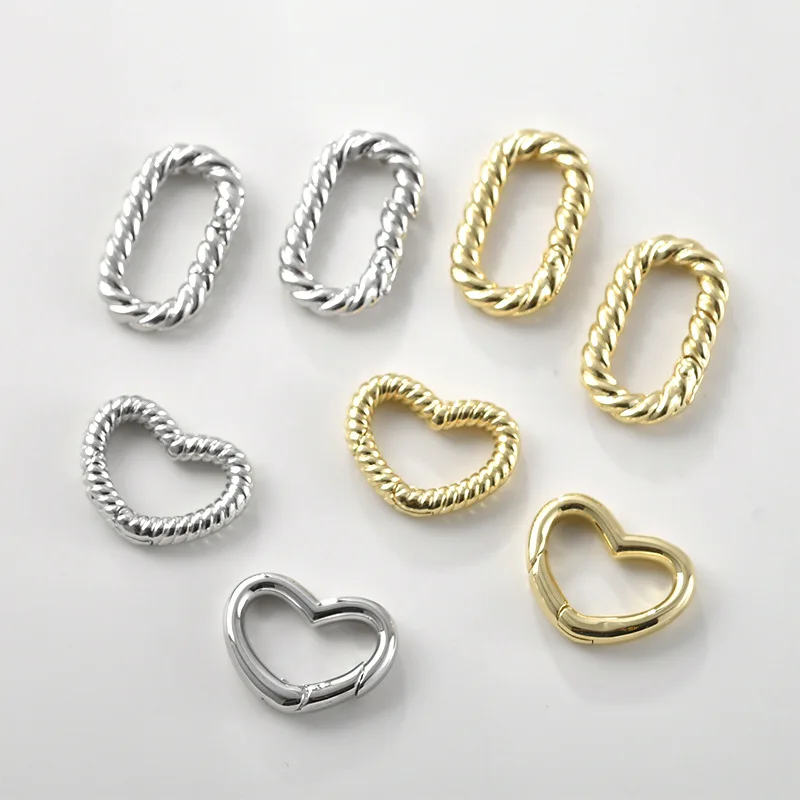 Copper-plated 14k Gold Color Universal Buckle Oval Peach Heart Spring Buckle Pendant DIY Bracelet Jewelry Connection Match