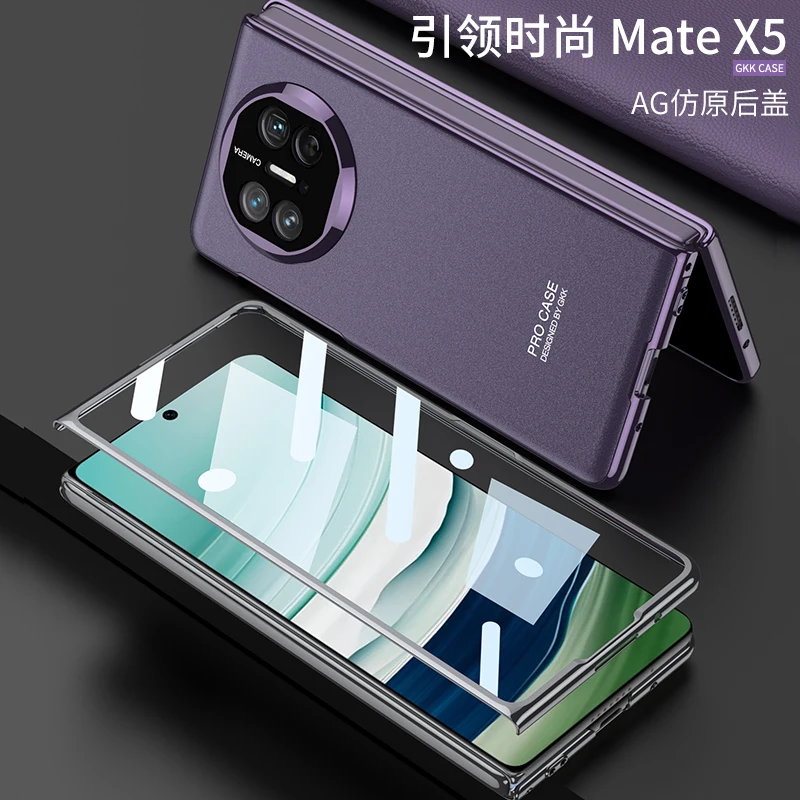 For Huawei Mate X5 X3 Case Luxury Electroplated Skin Friendly Matte with Tempered Film All-inclusive Shockproof Protective Cover