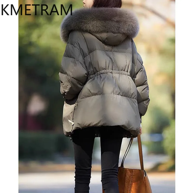 KMETRAM Big Fox Collar Parka Down Jacket New in capispalla giacche imbottite di alta qualità abbigliamento invernale donna 2024 muslimatex