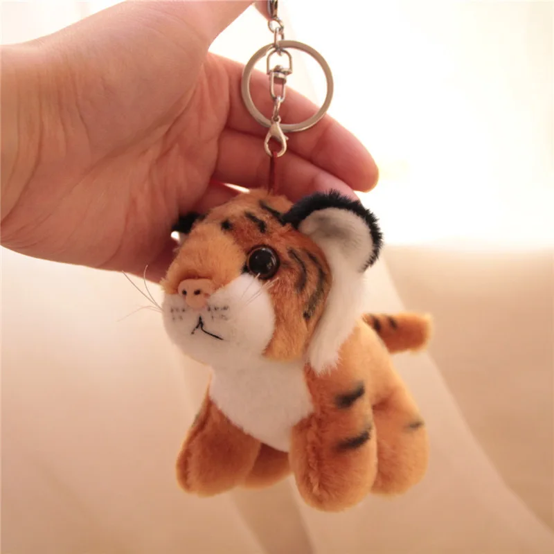 Cartoon Plush Keyring Stuffed Animal Tiger Toys Soft Animal Doll Charm Cute Key-Rings Children Backpack Wallet Keychains Pendant