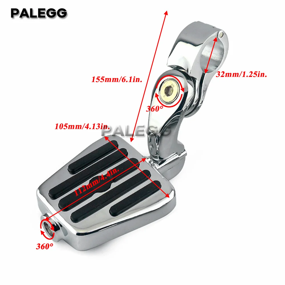 1.25" Highway Footpegs Short Angled Adjustable 1-1/4" Engine Guard Pegs w/Mounts For Harley Honda Kawasaki Suzuki Yamaha