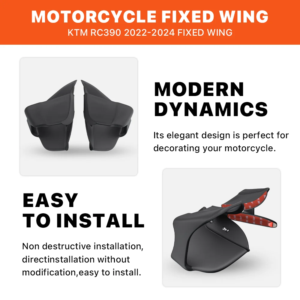 Motorcycle Fairing Fixed Wind Wing For KTM RC390 2022-2025 Modified Aerodynamic Winglets fins Side Wind Wing Spoiler