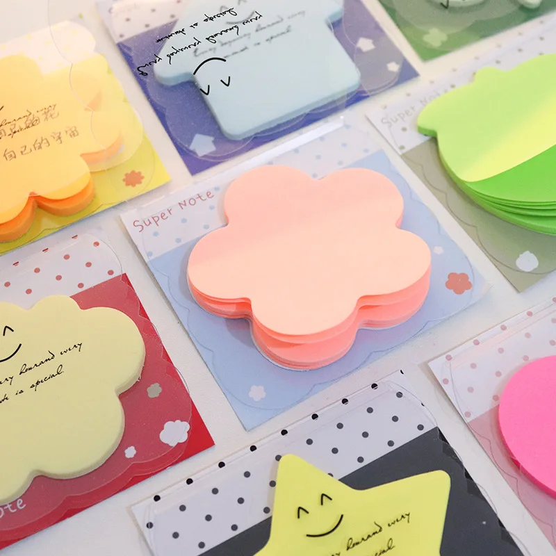 30sheets Shape Fluorescent Note Stickers, Cartoon Notice Stickers, Note Paper, N-time Stickers, Convenient  Note Memo Pad Gift
