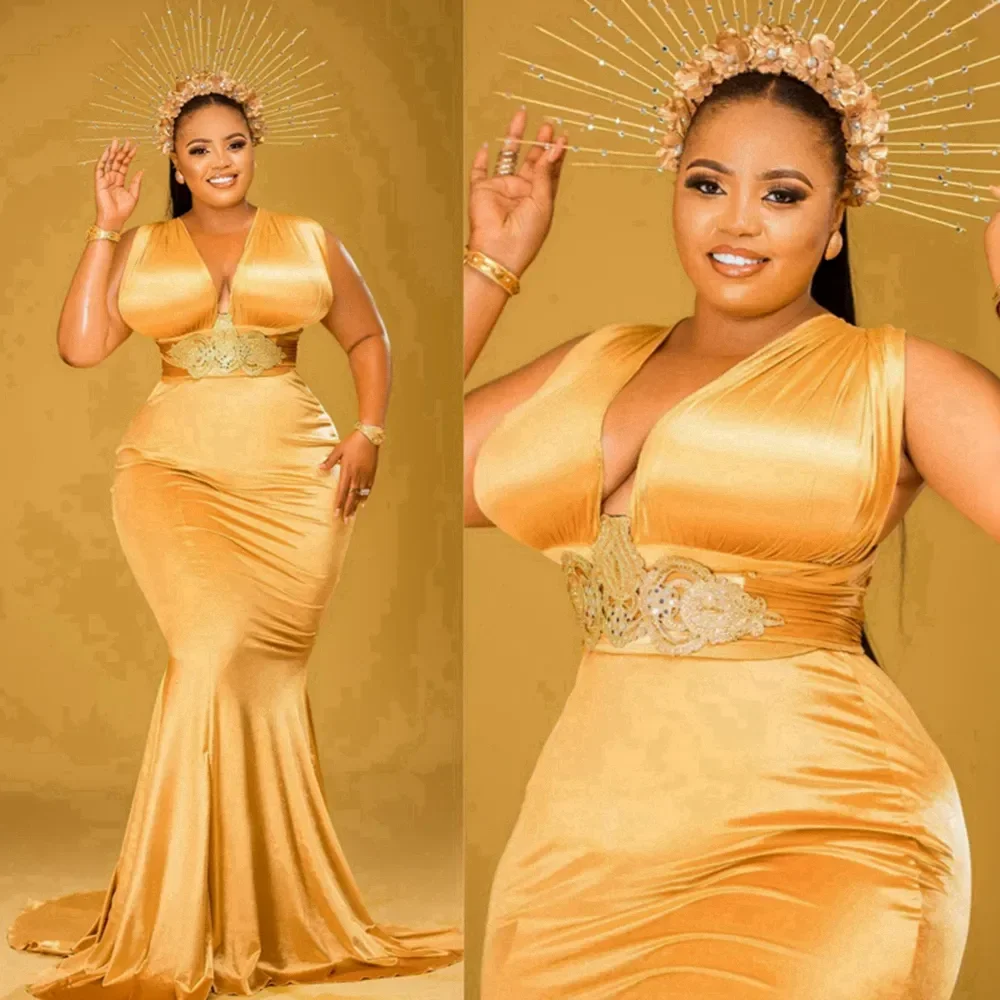 

V-neck backless elegant Lady formal occasion Pageant celebration Ball party dress plus size Mermaid sexy hip wrap Evening dress