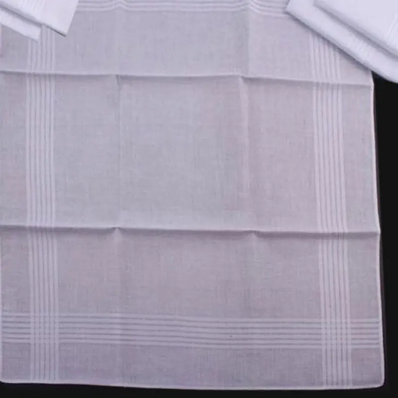 12 قطعة مناديل بيضاء من القطن الناعم بلون سادة مناديل رجالية لحفلات الزفاف وأكل الطعام ومسح العرق