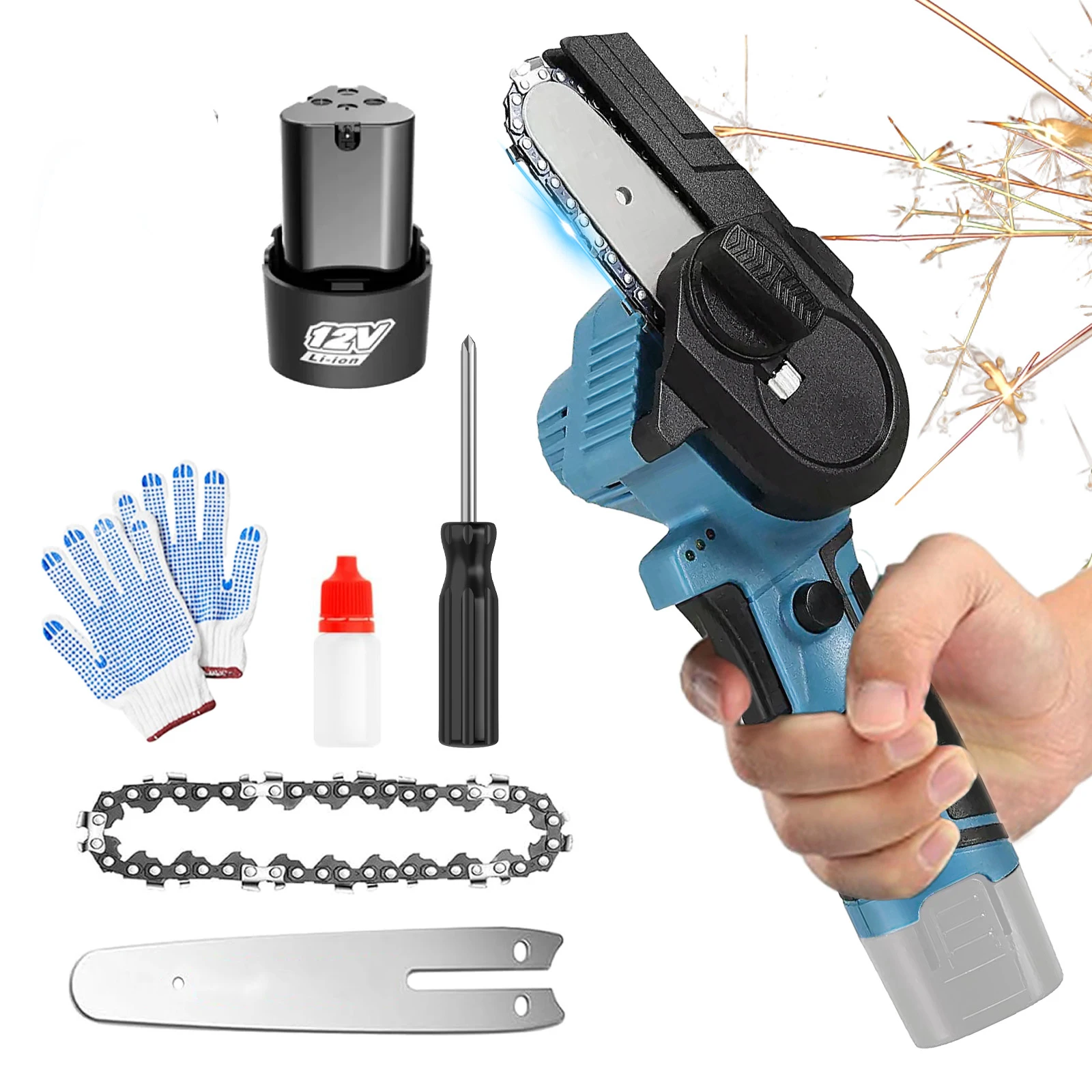 Mini Chainsaw Cordless 4 Inch Compatible With Makita Battery, Electric Small Saws for Wood Cutting Tree Trimming