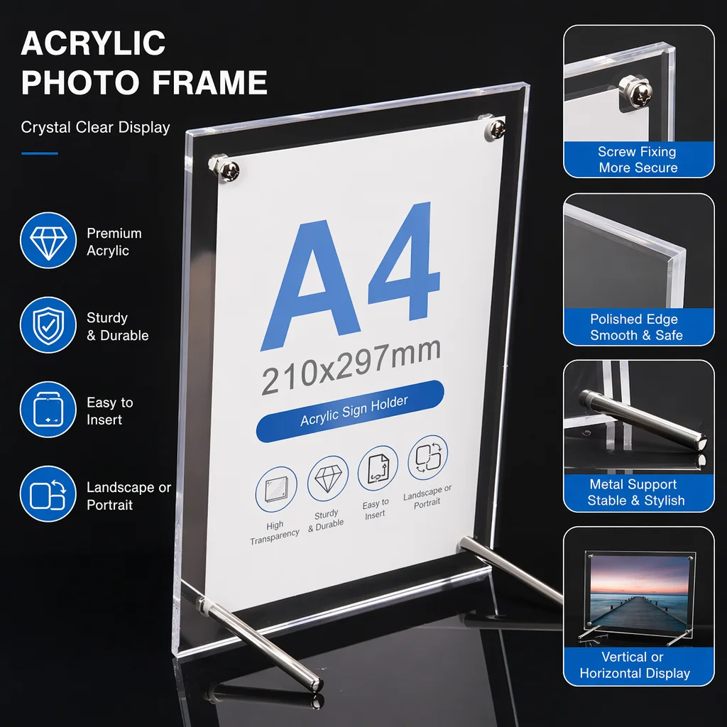 A5/6/7/8 Inch Photo Frame Acrylic Photo Frame Certificate Camp Poster Display Stand Rectangular Paper Stand Desktop Decoration