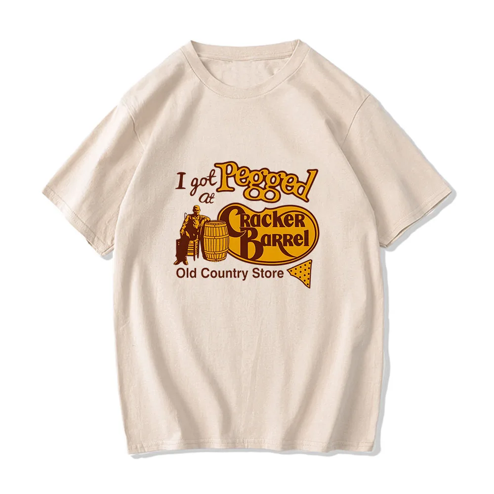 I Got Pegged At CrackerBarrel Old Country Store T-shirt Short Sleeve Cartoon Hip-Hop Tee-shirt Cotton Soft Camisas De Hombre Tee