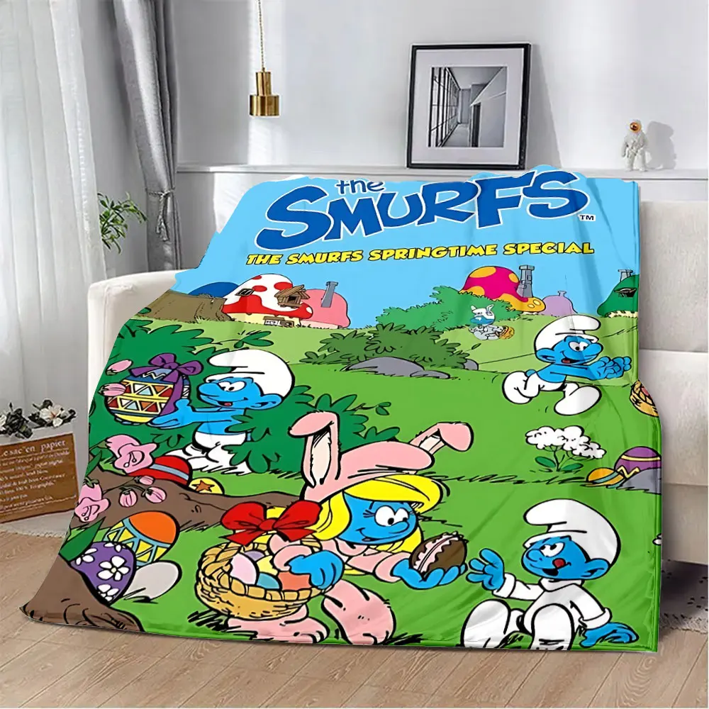 bonito dos Smurfs Printed Blanket Picnic Blankets Warm Blanket Soft and Comfortable Blanket Home Travel Birthday Gift