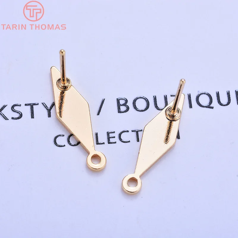 (2014) 10PCS 4.5x17.5MM 24K Gold Color Brass Long rhombic rhombus simple earrings Pins High Quality Diy Jewelry Accessories