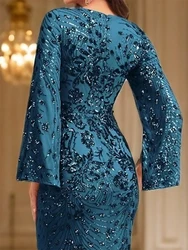 Vintage  Long Sleeve V Neck Appliques  Floor Length Formal Evening Dresses Birthday Party  Prom  Gowns