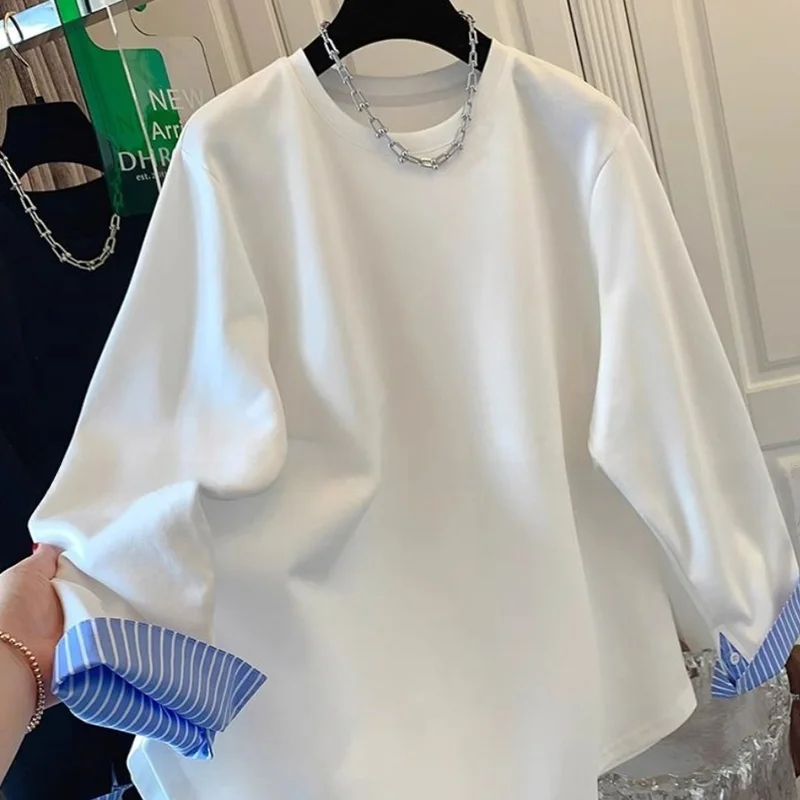 

Autumn Winter plus Size 300 Pou irt Design Sense Casual Long Sve Men's T-irt Fake Two-Piece Breathable Comfortable