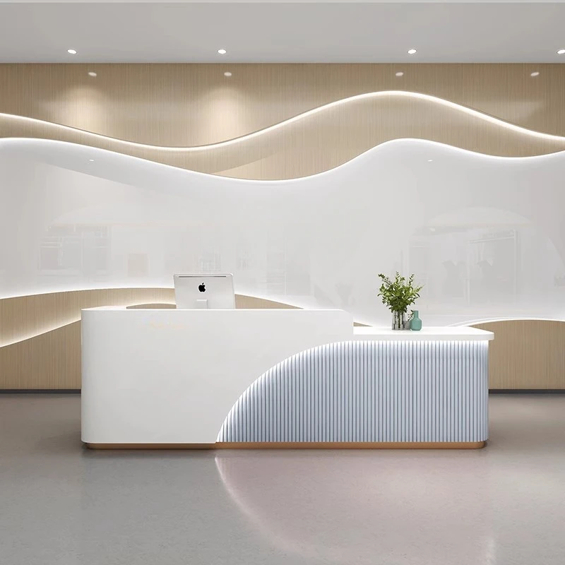 Office Gaming Reception Desk Standing Console Modern Desktop Reception Desk Workbench Scrivania Reseption Luxury Furniture