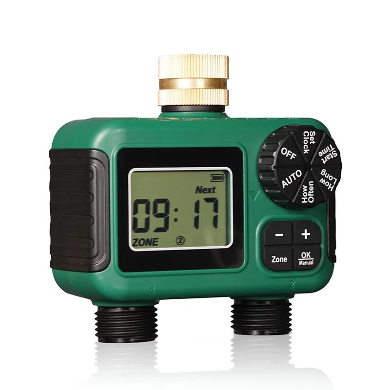 -A96Z 2 Outlet Water Timer Sprinkler Timer IP55 Waterproof Irrigation Controller With LCD Display For 2 Separate Watering Zone