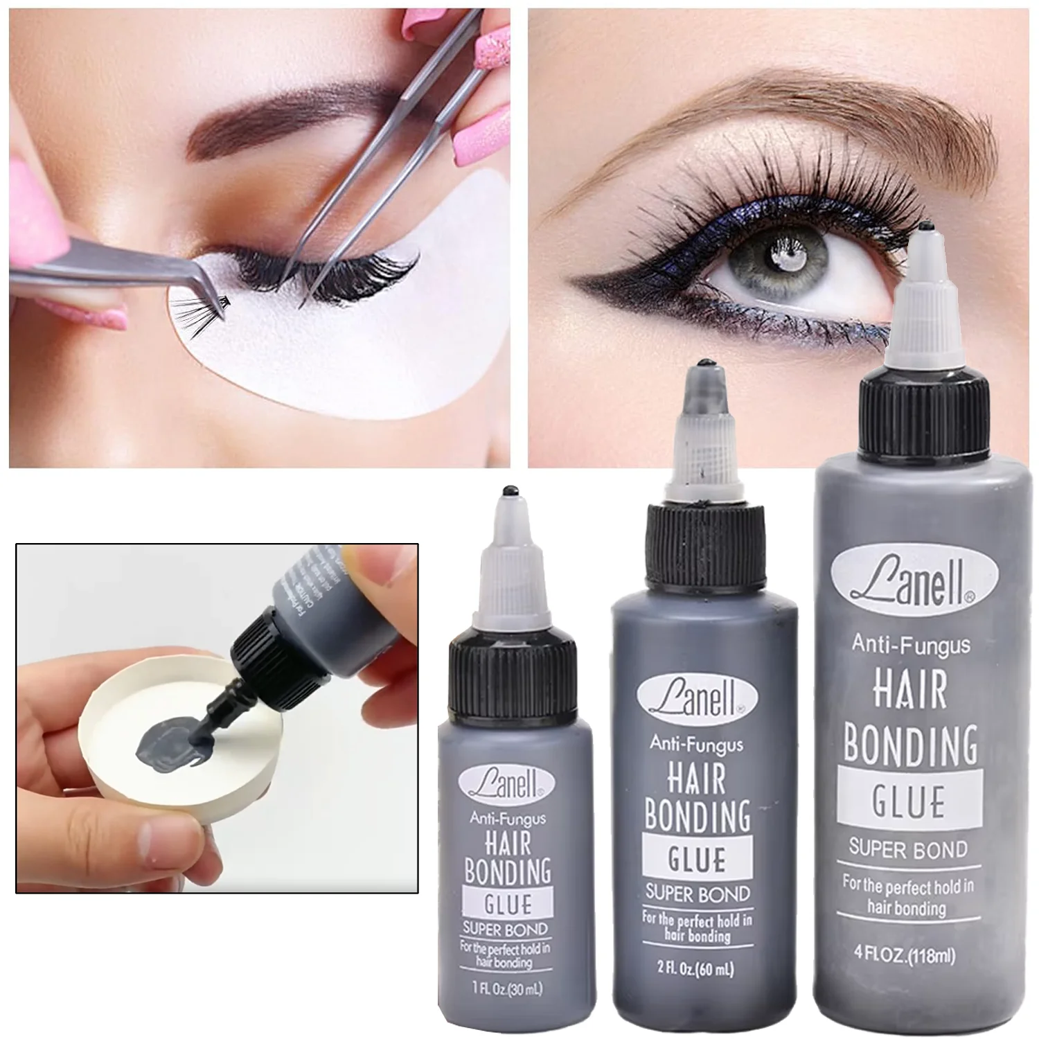 1/2/4oz Eyelash Extension Glue Professional Strong Hold Adhesive for Lash Waterproof Glue Strong Hold Black Adhesive Supplies