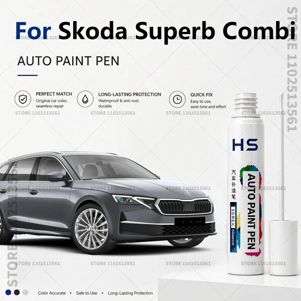 Touch Up Paint Pen – Quick Car Scratch Repair for Chips & Minor Scratches For Skoda Superb Combi green blue Magic black grey