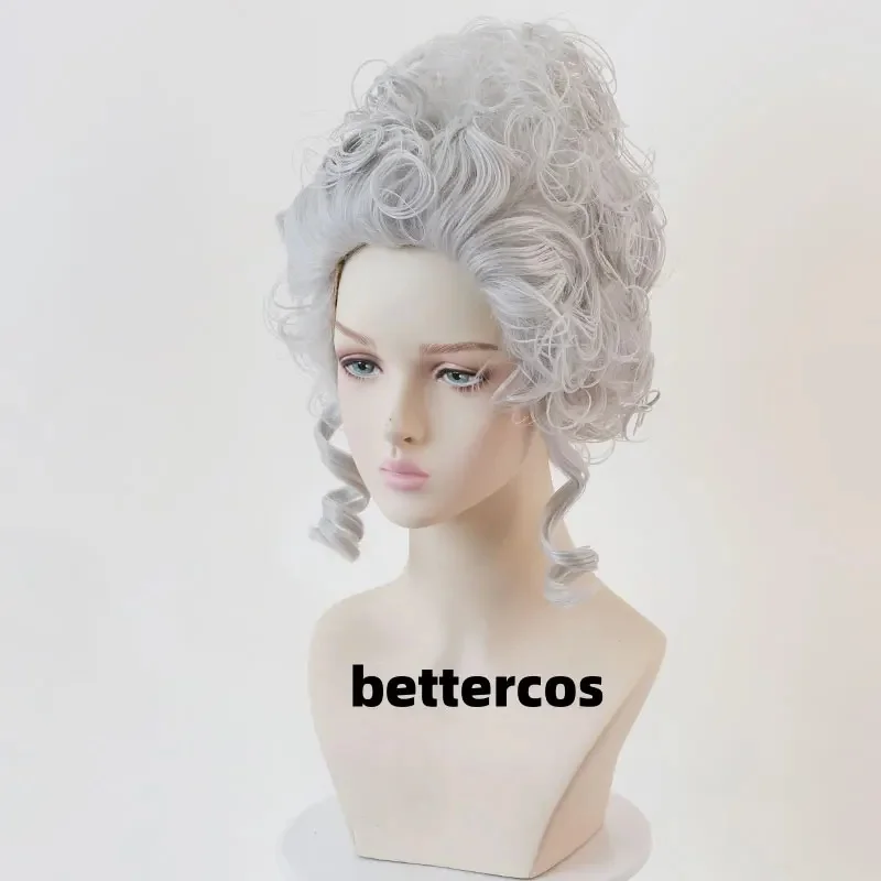 z;3,d'5,g\7/Marie Antoinette Cosplay Wigs Silver Grey Costume Accessory Princess Medium Curly Heat Resistant Synthet6,j.y'8 /c. view 5