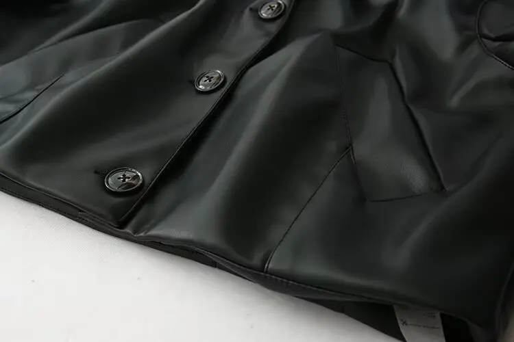 JNLEAOG Cappotto Jaet in pelle Faionable da donna Primavera Autunno Stagione Stand Fit Fibra di poliestere Lungo Bottone Sve Cl...