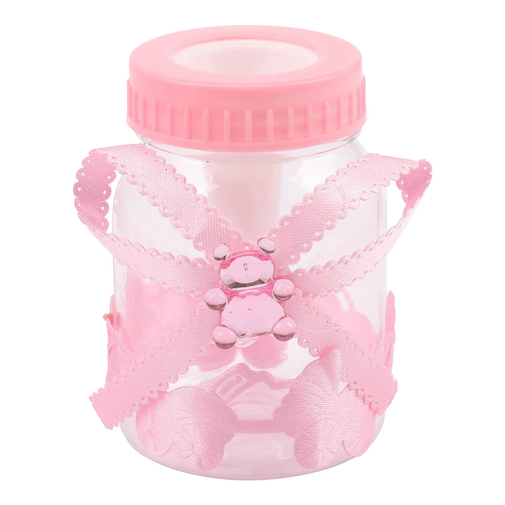 ABVC 48 X Baby Bottle Mini Baby Bottle 4X9cm Rhinestone Pink Bear Gift Favor Baby Girl Baby Baptism