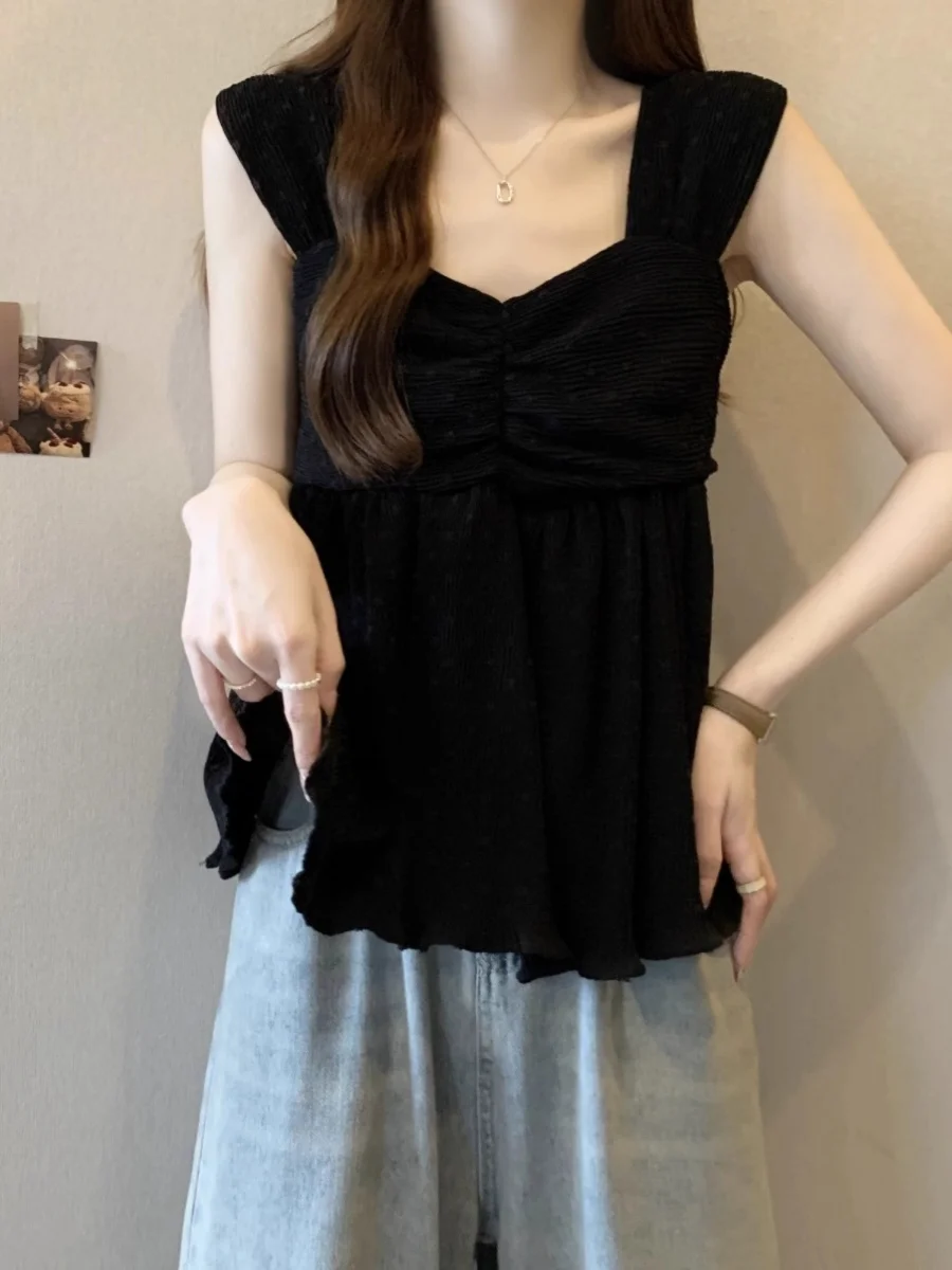 プラスサイズ女性用スイートサマートップストラップベスト、お腹をカバーするスリムベース、体型カバー、ボトムス